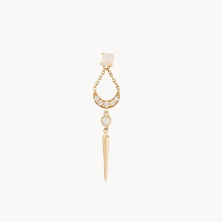 sacred geometry moonstone earring - 14k yellow gold