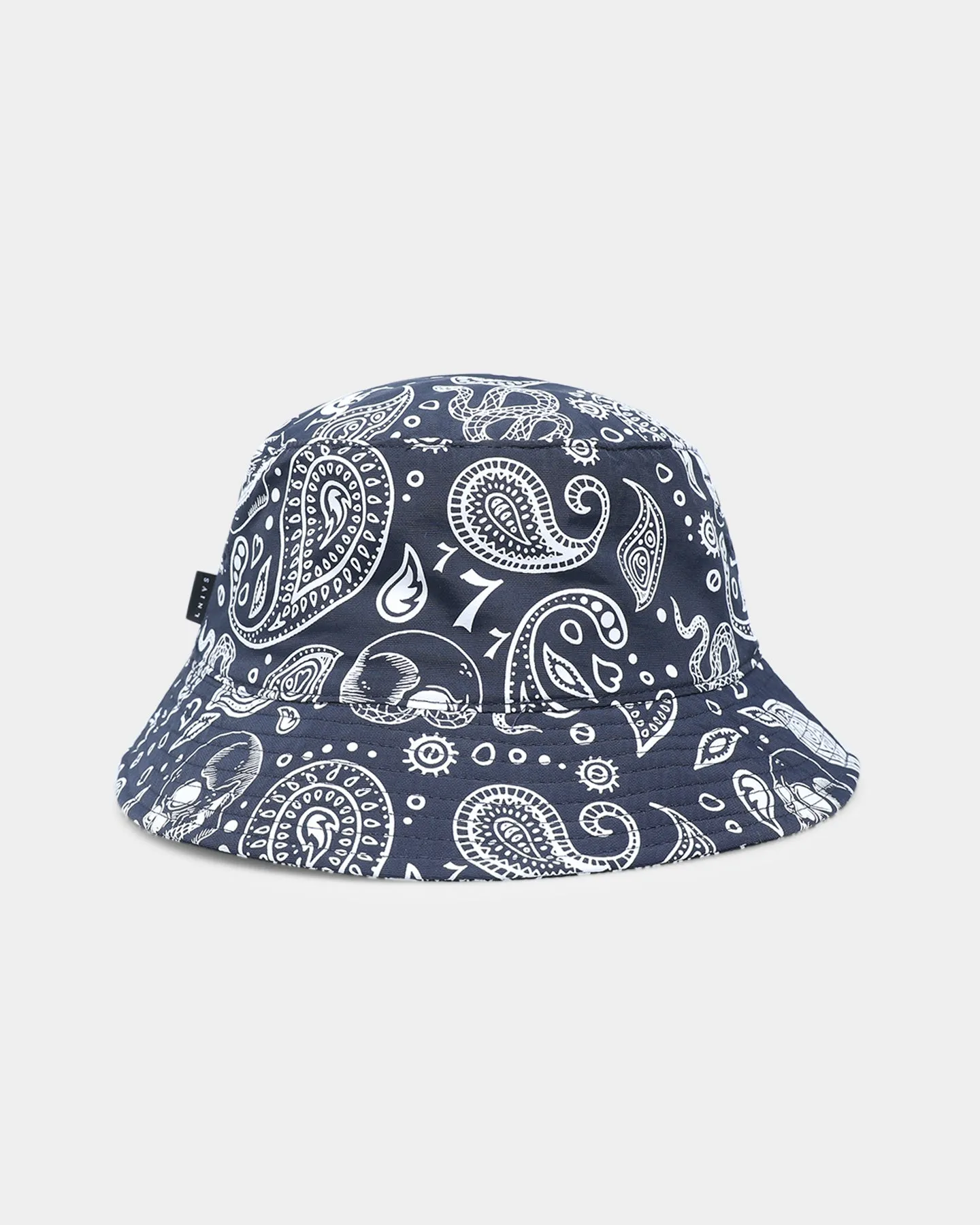 Saint Morta Paisley Skulls Bucket Hat Navy/White