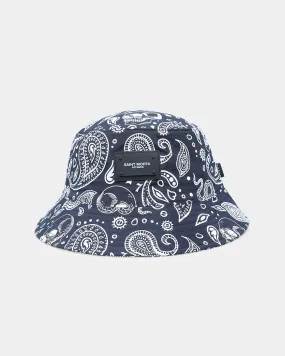 Saint Morta Paisley Skulls Bucket Hat Navy/White