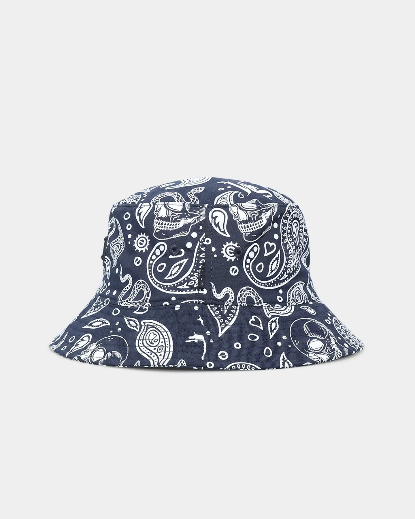 Saint Morta Paisley Skulls Bucket Hat Navy/White