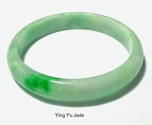 Sale-New Listing Varied Shades of Green Burmese Jadeite Bangle Bracelet Grade A t 68 mm  Certificate  (BB-C-3006)