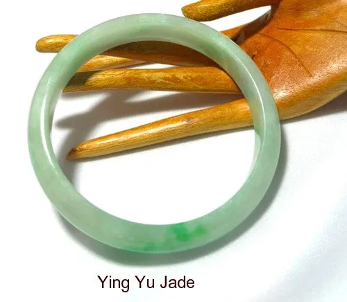 Sale-New Listing Varied Shades of Green Burmese Jadeite Bangle Bracelet Grade A t 68 mm  Certificate  (BB-C-3006)