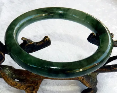 Sale-"Powerful Woman" Old Mine Vintage Burmese Jadeite Bangle Bracelet 56 mm (BB2973-1)