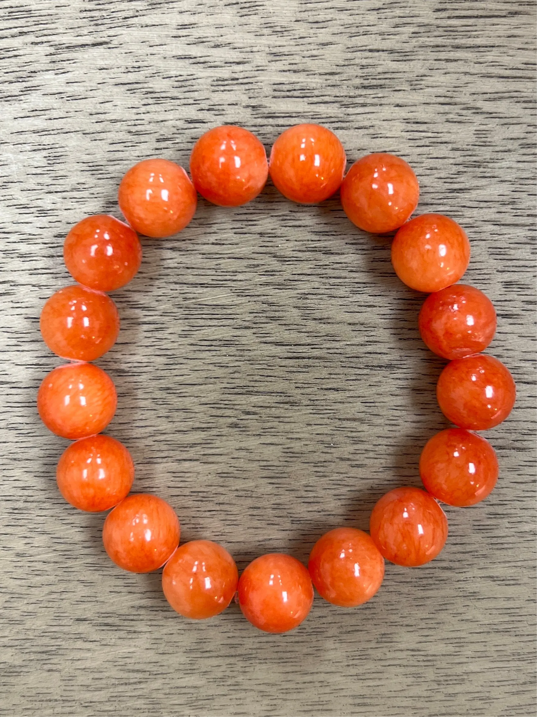 Salmon Orange Mountain Jade 10mm Bracelet