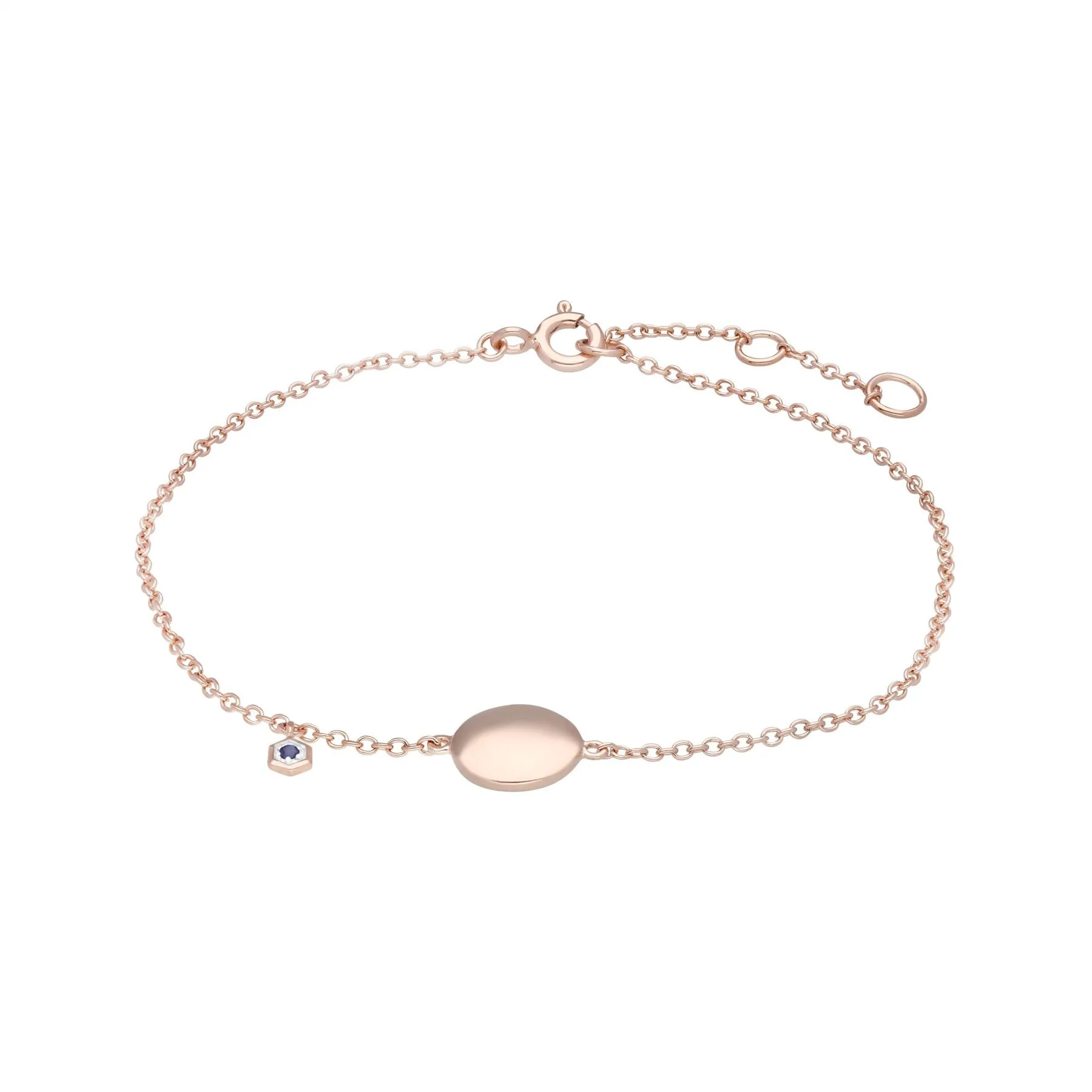 Saphir Gravur Armband in Rose Vergoldetem Sterling Silber