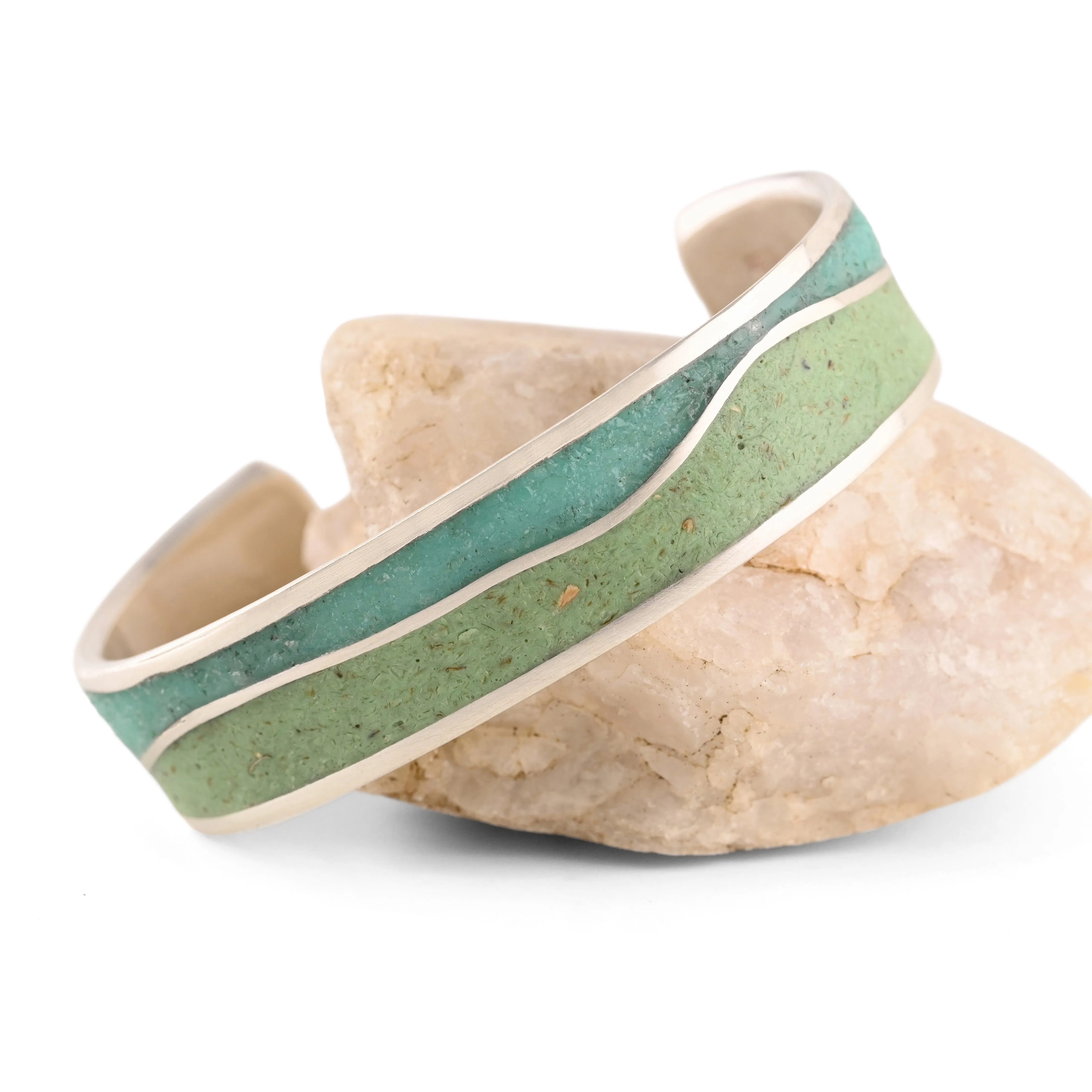 Sea Green Wavy Cuff Bracelet