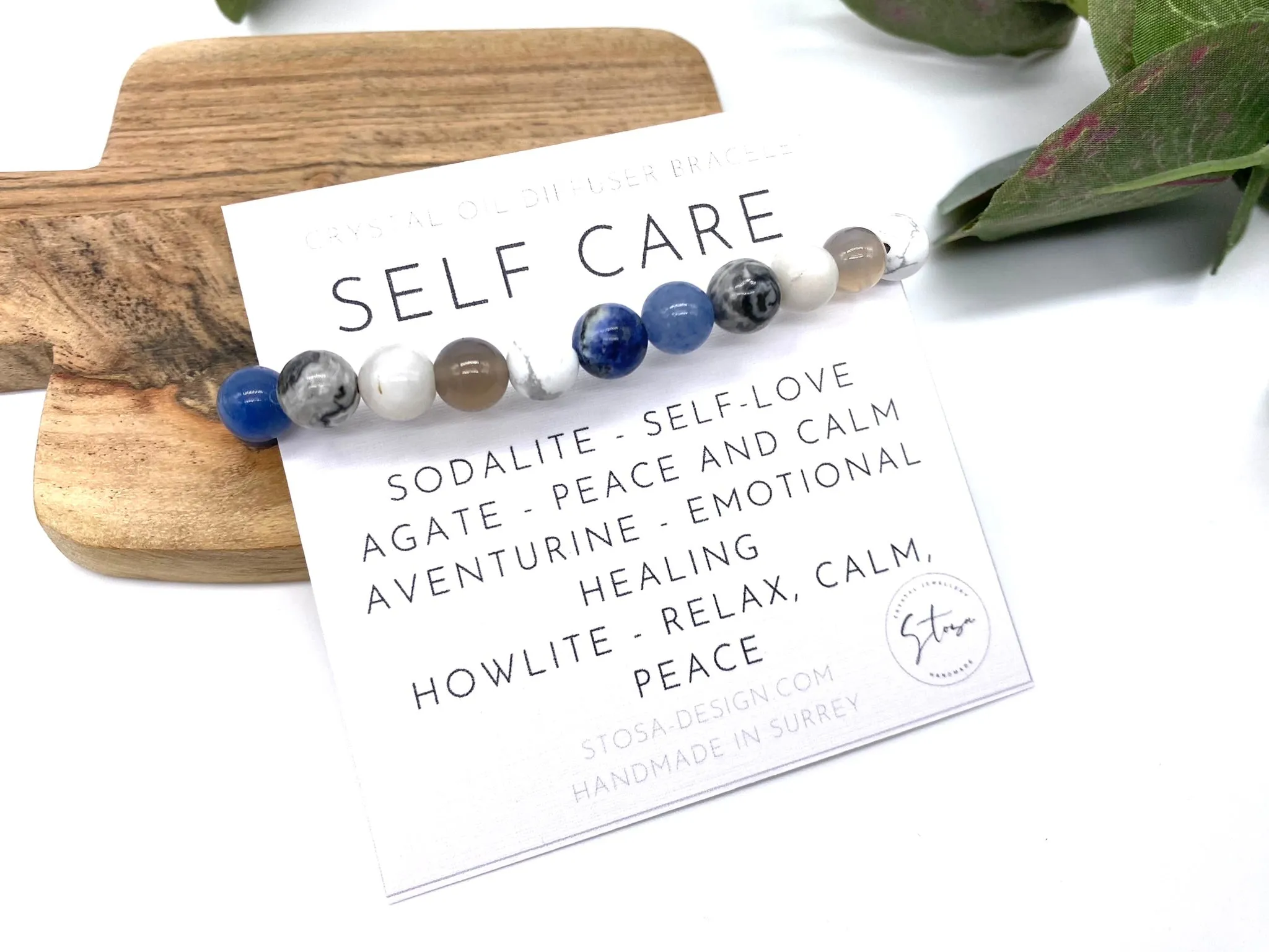 Self Care Crystal Beaded Bracelet - Aromatherapy Bracelet