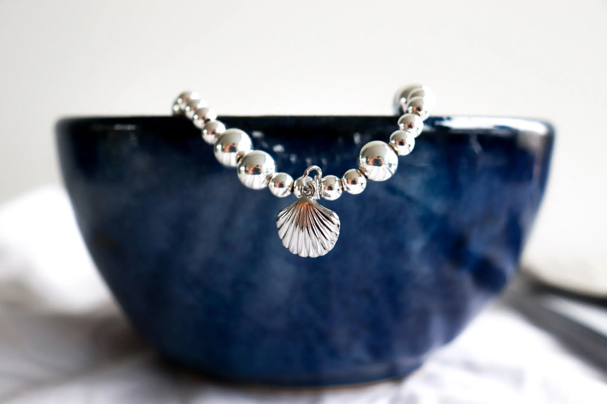 Shell - Chunky Sterling Silver Stacking Bracelet