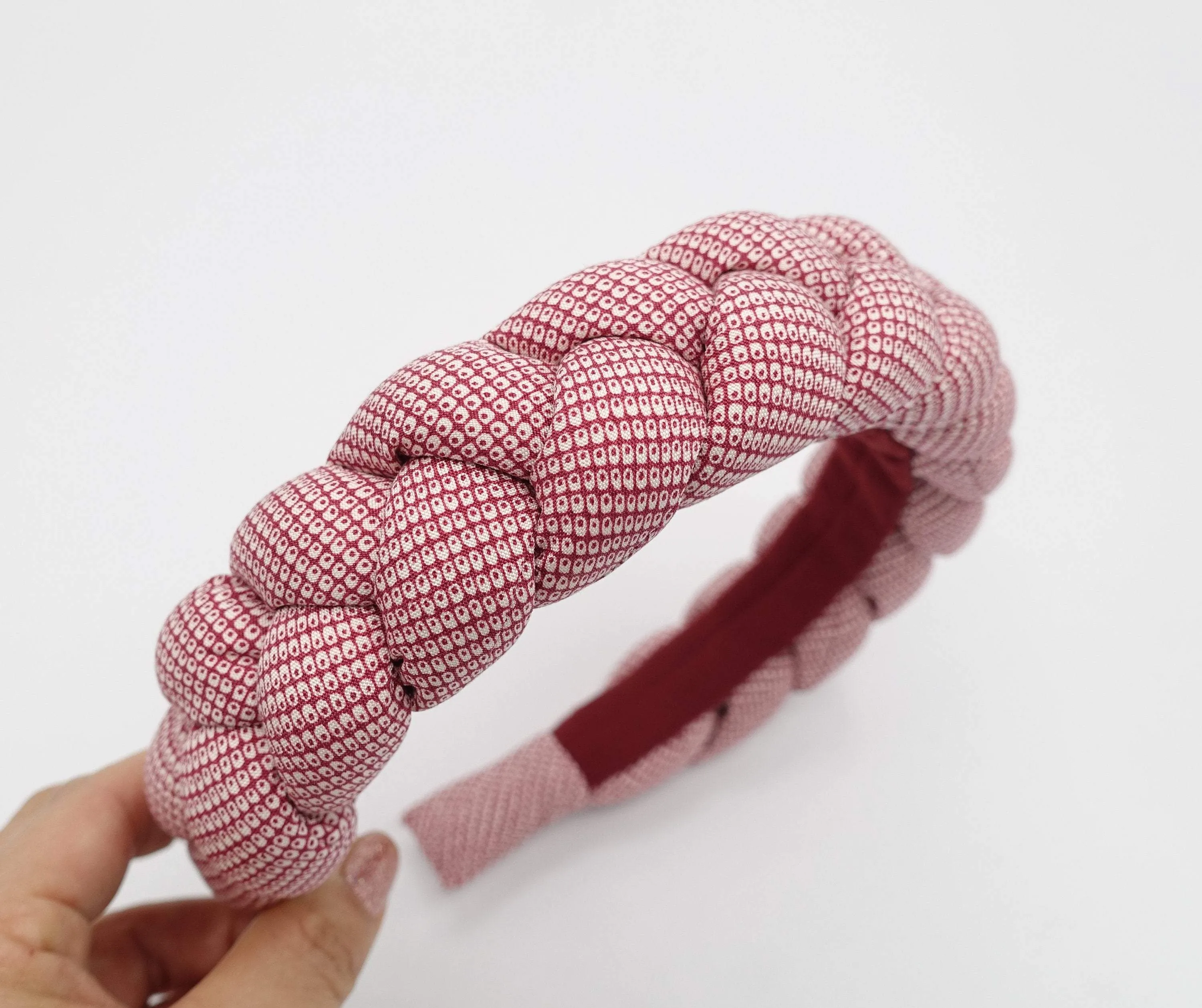 silk braided headband repeat pattern padded hair accessory for women-VS202108