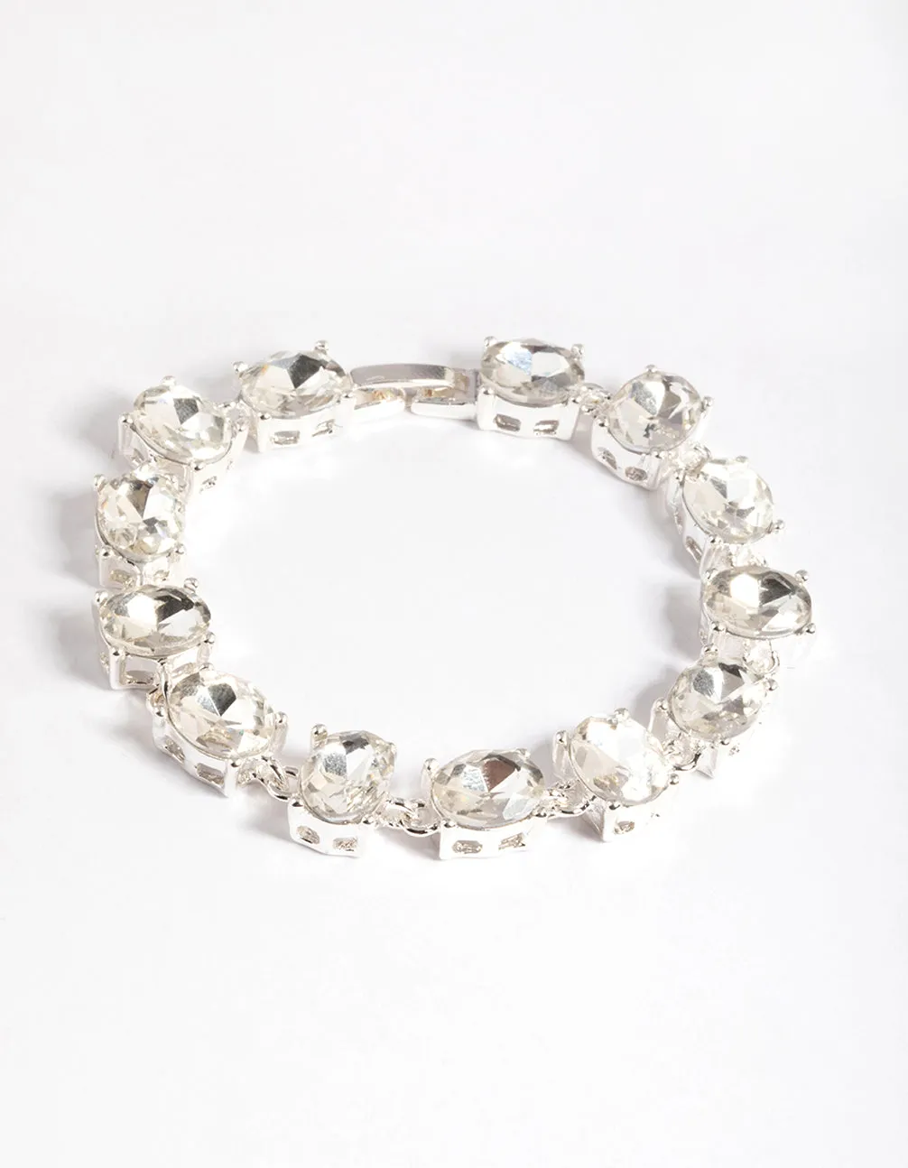 Silver Mix Facet Oval Stone Bracelet