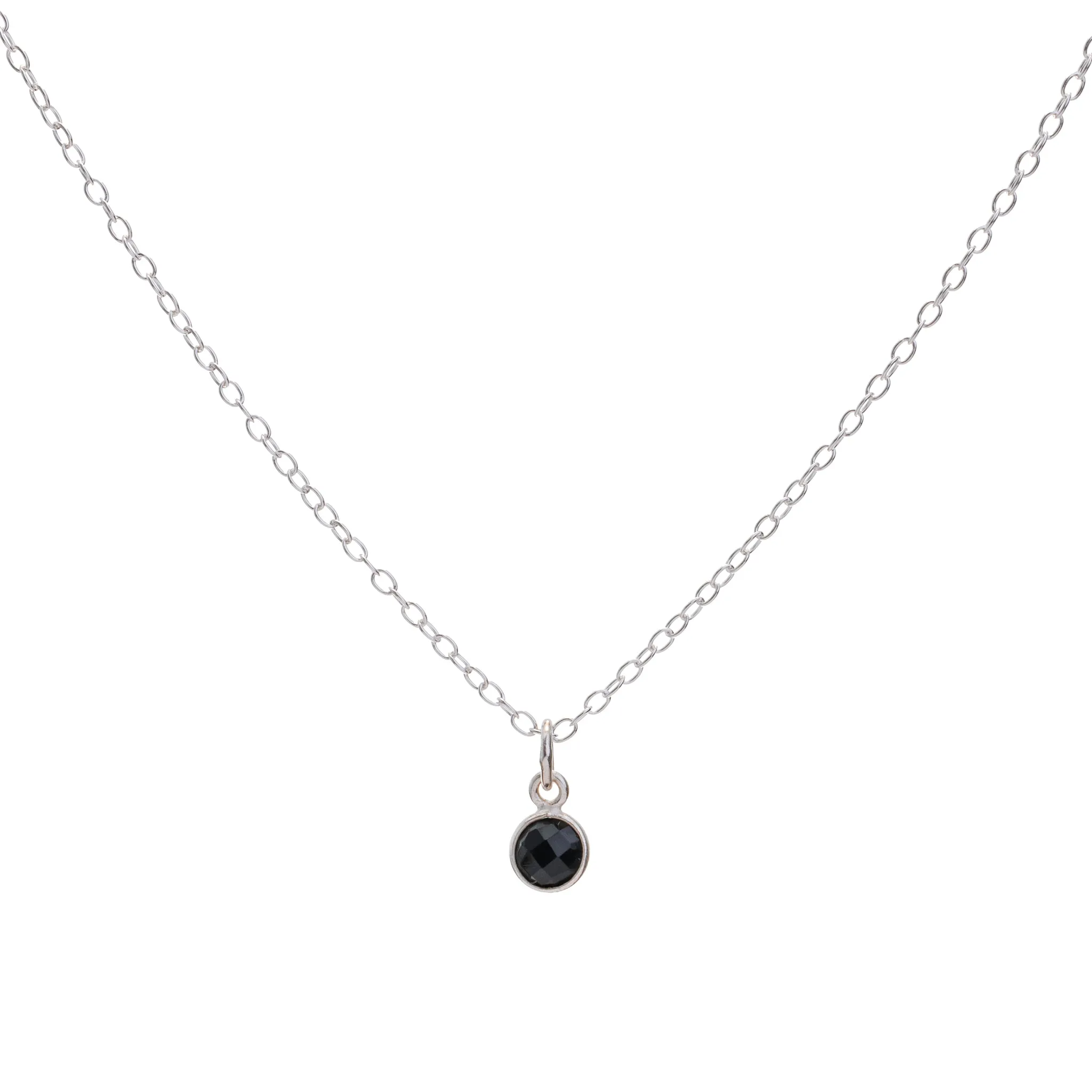 Silver Onyx December Birthstone Necklace