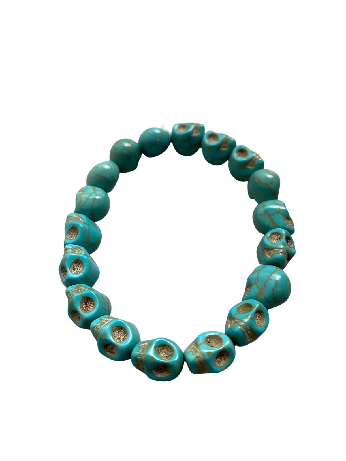 Skull Bracelet, Dyed Howlite, Turquoise