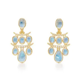 Small Moonstone Diamond Drop Earrings