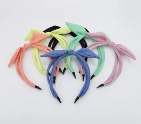 solid bow knot triple fabric strand headband thin hairband women hair accessory