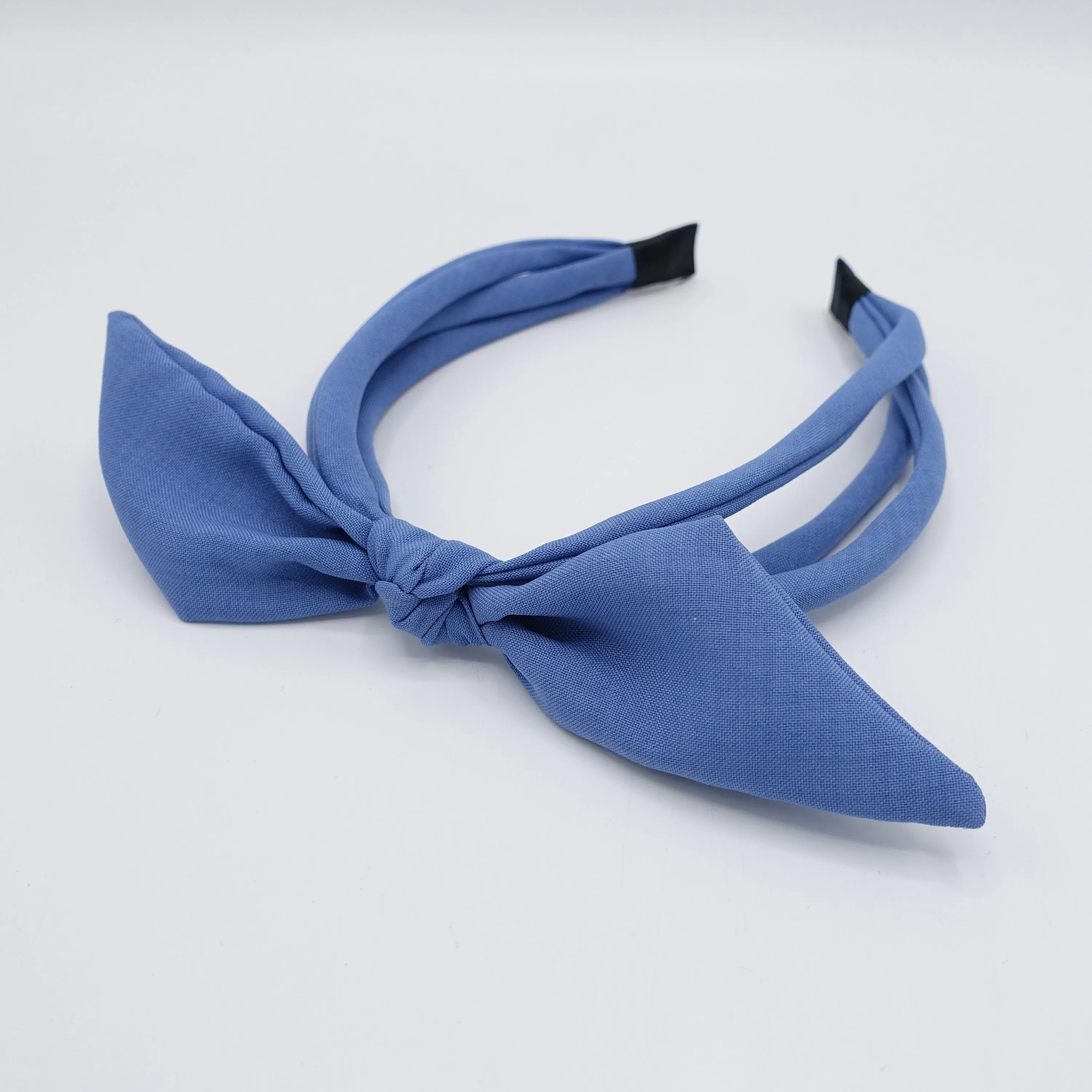 solid bow knot triple fabric strand headband thin hairband women hair accessory