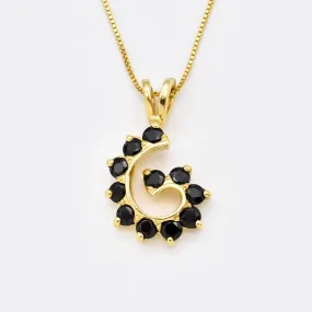 Spiral Onyx Pendant - Black Swirl Necklace - Statement Onyx Necklace