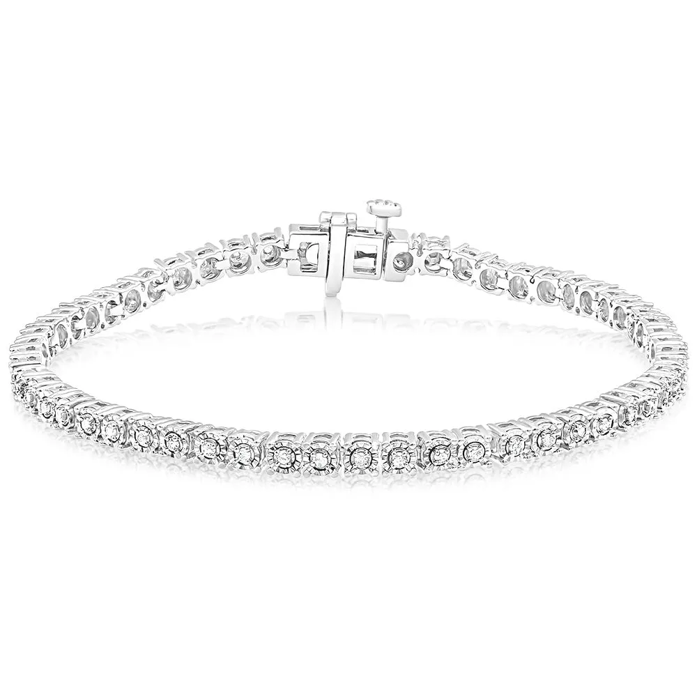 Sterling Silver 0.45 Carat Diamond 18cm Tennis Bracelet with Brilliant Cut Diamonds