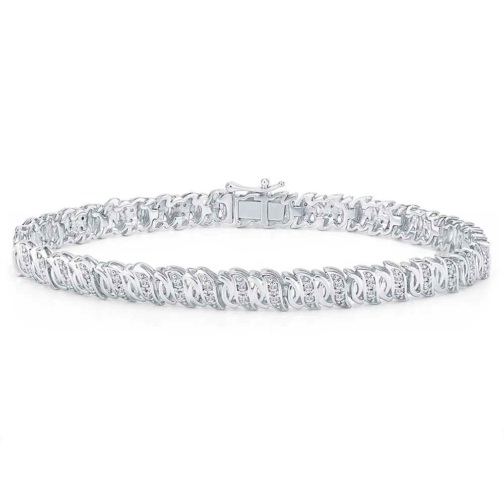 Sterling Silver 1/2 Carat 18.5cm Diamond Bracelet