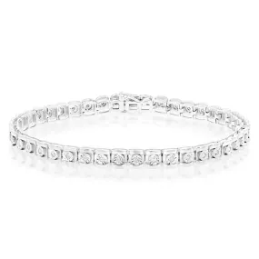 Sterling Silver 1/2 Carat Diamond 19.5cm Tennis Bracelet