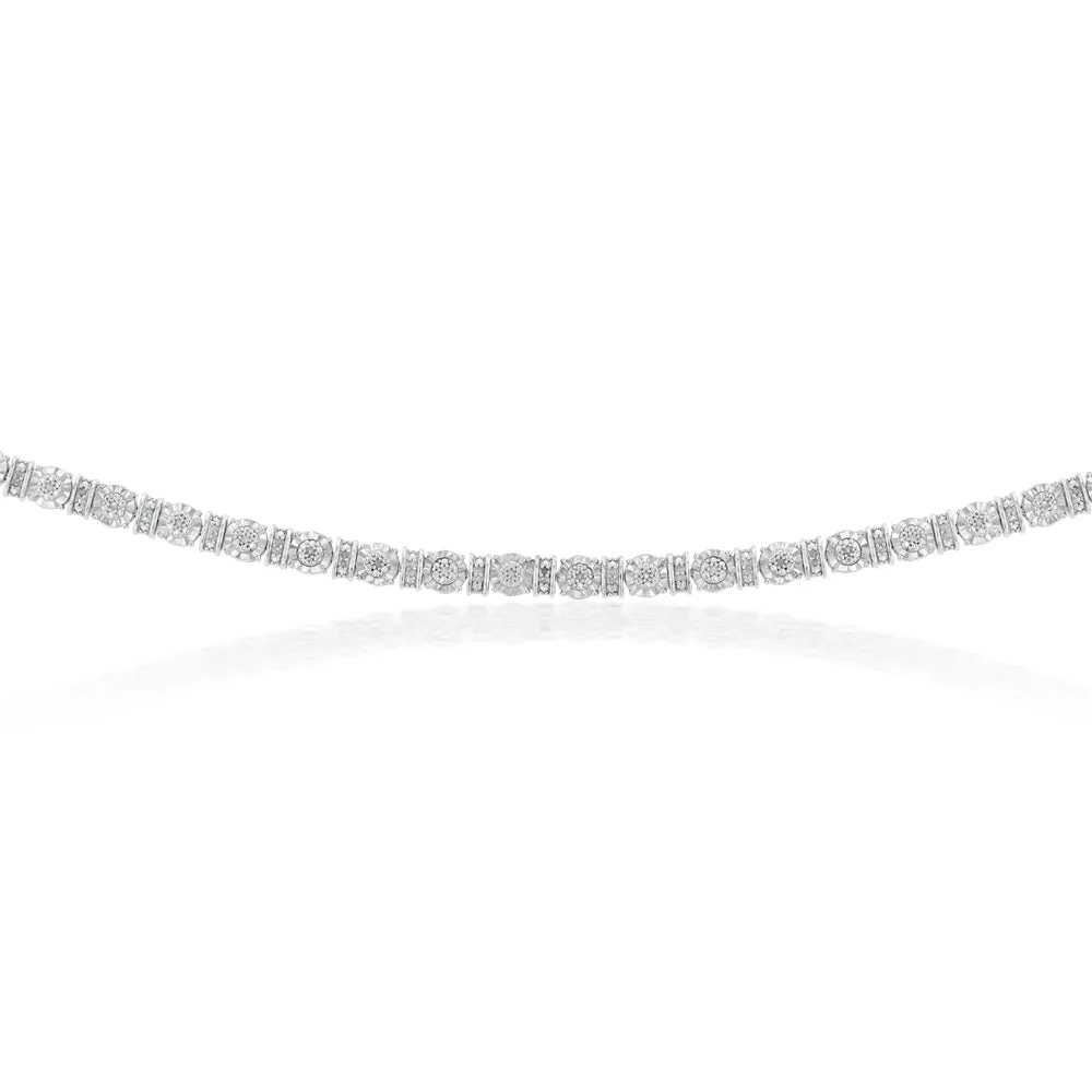 Sterling Silver 1/4 Carat Diamond Fancy 18cm Bracelet