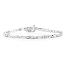 Sterling Silver & 0.95 Carat Diamond Fancy Bracelet