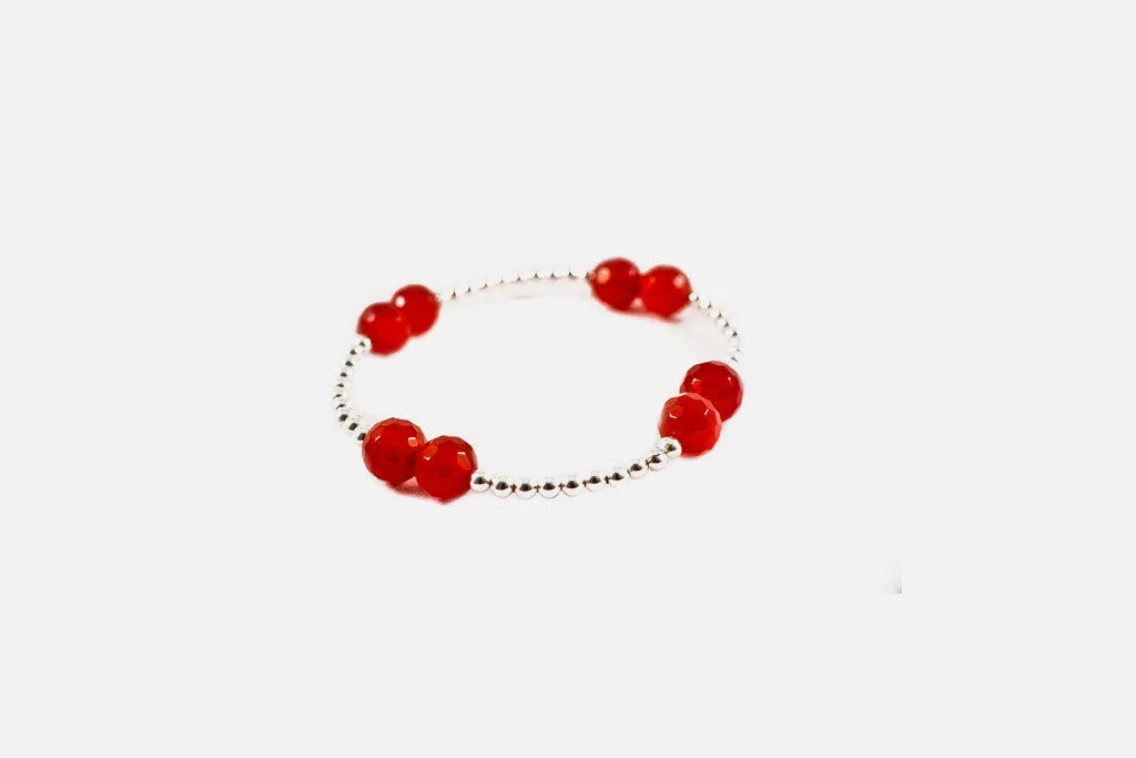 Sterling Silver Beaded Carnelian Bracelet