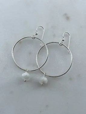 Sterling silver hoop earrings with moonstone