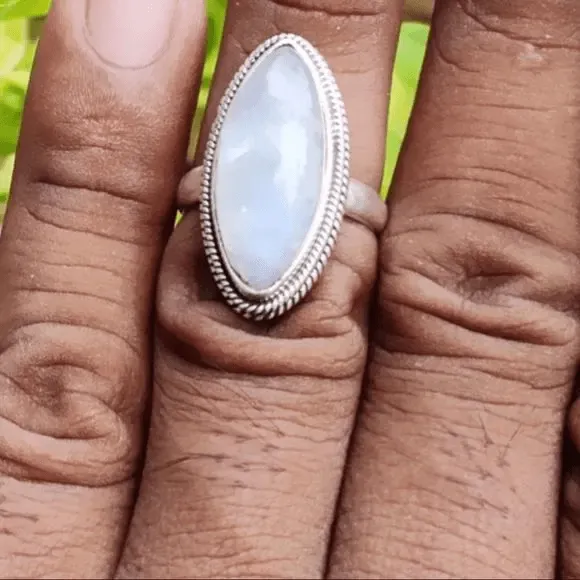 Sterling Silver Natural Moonstone Ring