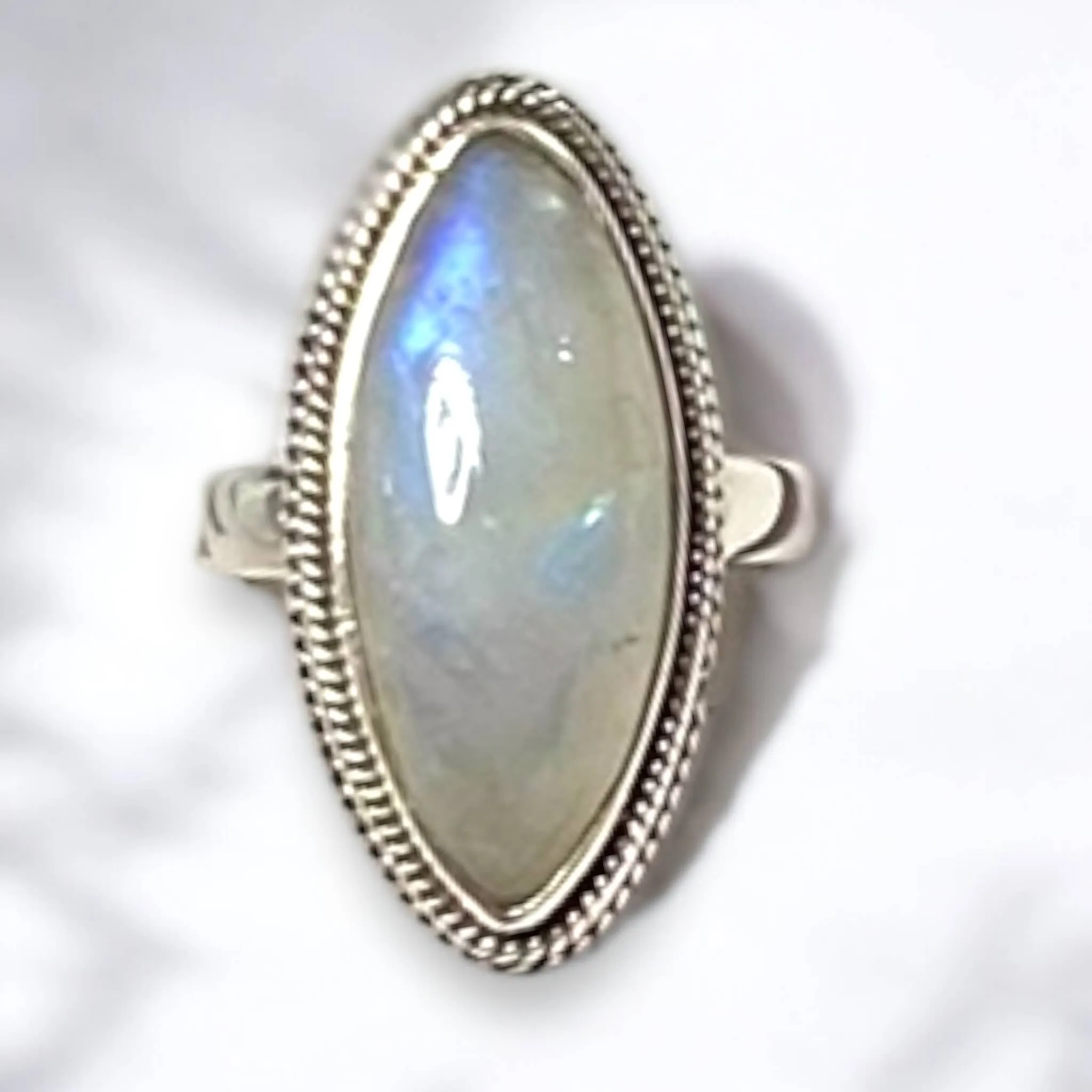 Sterling Silver Natural Moonstone Ring