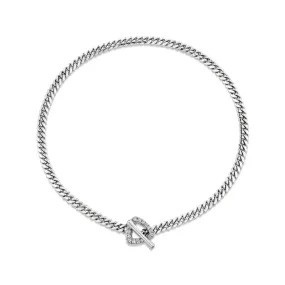 Sterling Silver Pavé Diamond Trillion Toggle Choker