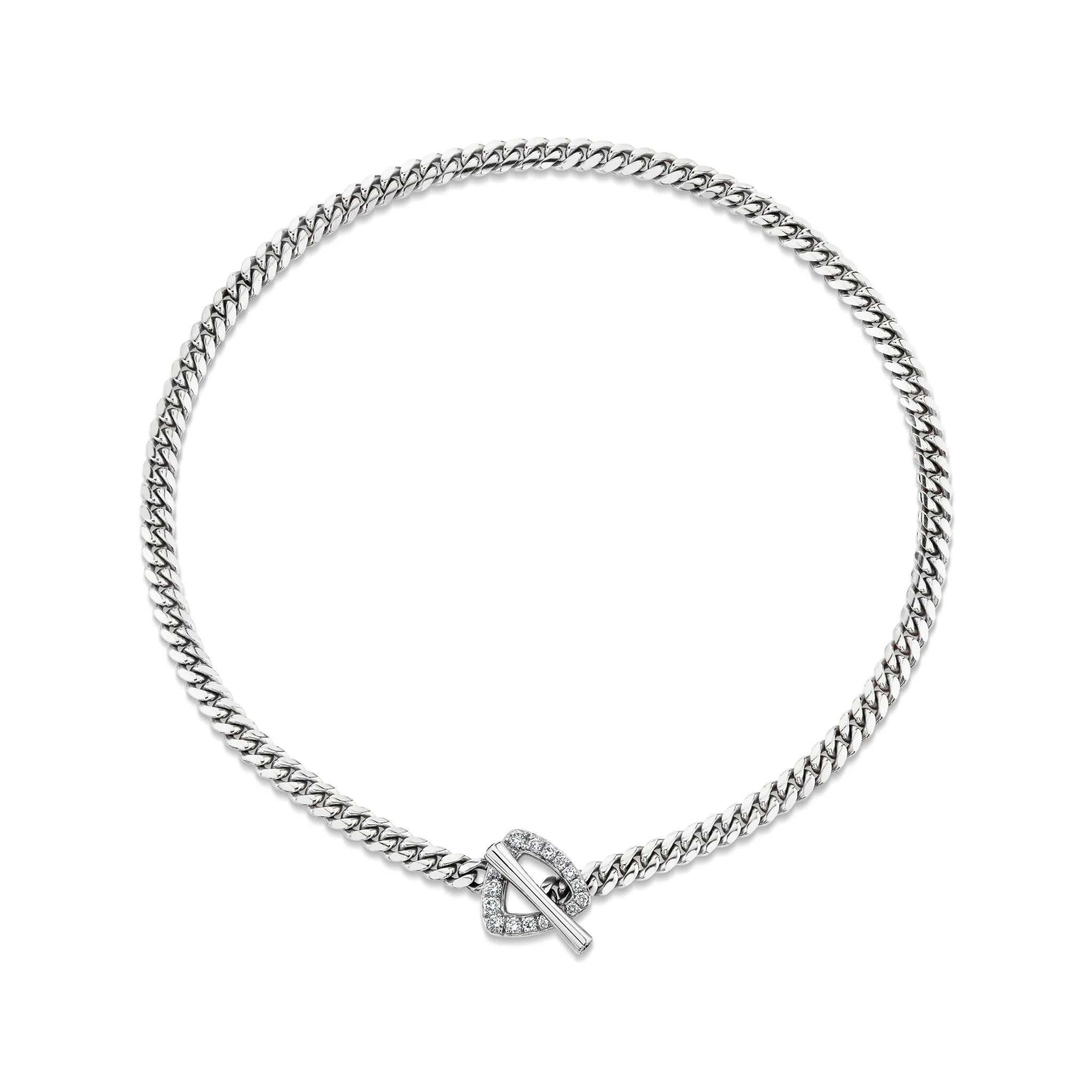 Sterling Silver Pavé Diamond Trillion Toggle Choker