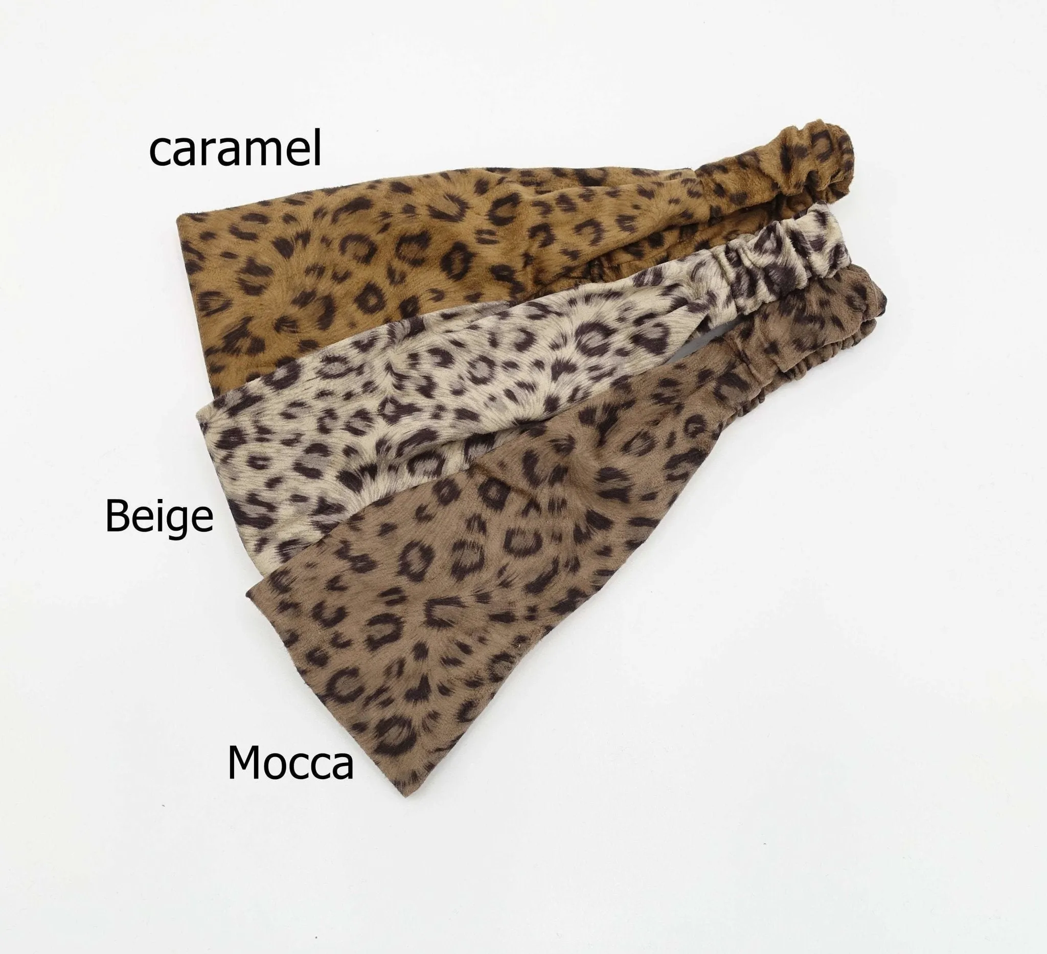 suede fabric headband leopard print elastic turban women hair accessory