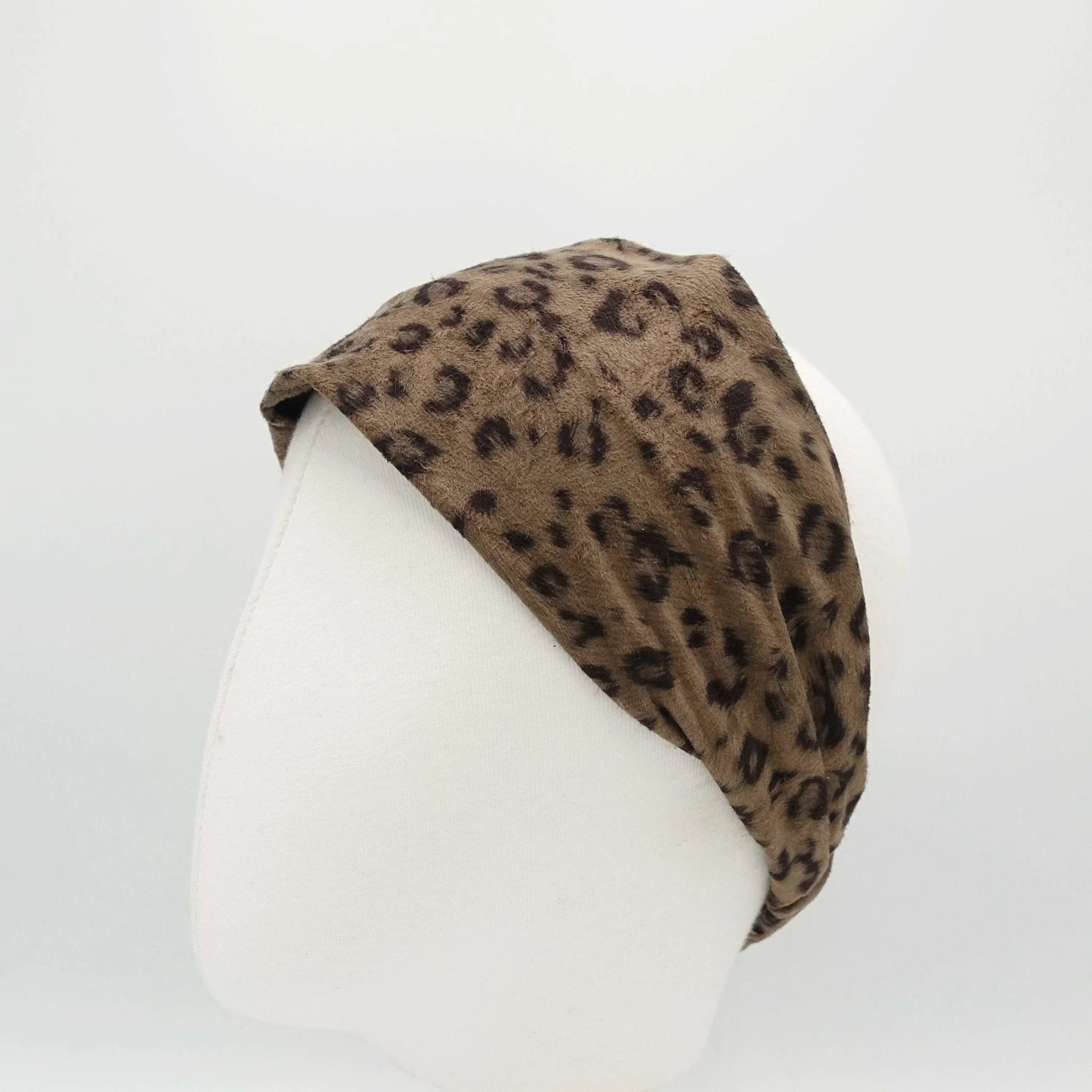 suede fabric headband leopard print elastic turban women hair accessory