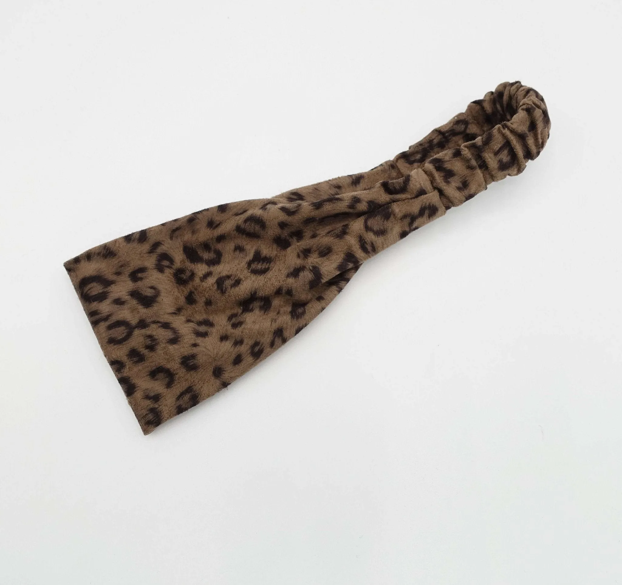 suede fabric headband leopard print elastic turban women hair accessory