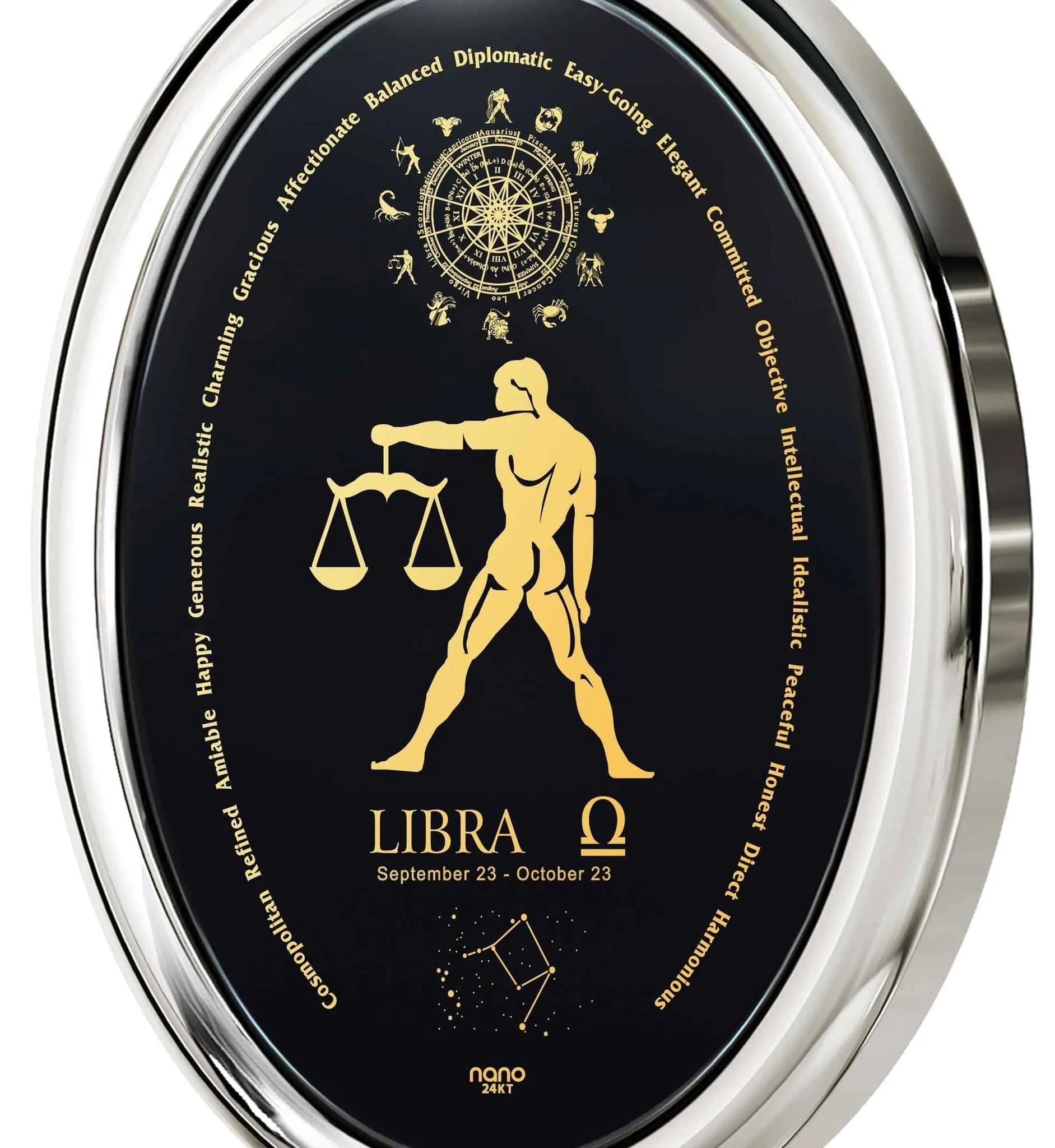 The World of Libra, 925 Sterling Silver Necklace, Onyx