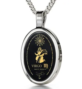 The World of Virgo, 14k White Gold Necklace, Onyx