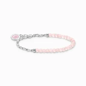 Thomas Sabo Member Charm Bracelet With Beads Of Rose Quartz And Charmista Coin Silver A2130-067-9