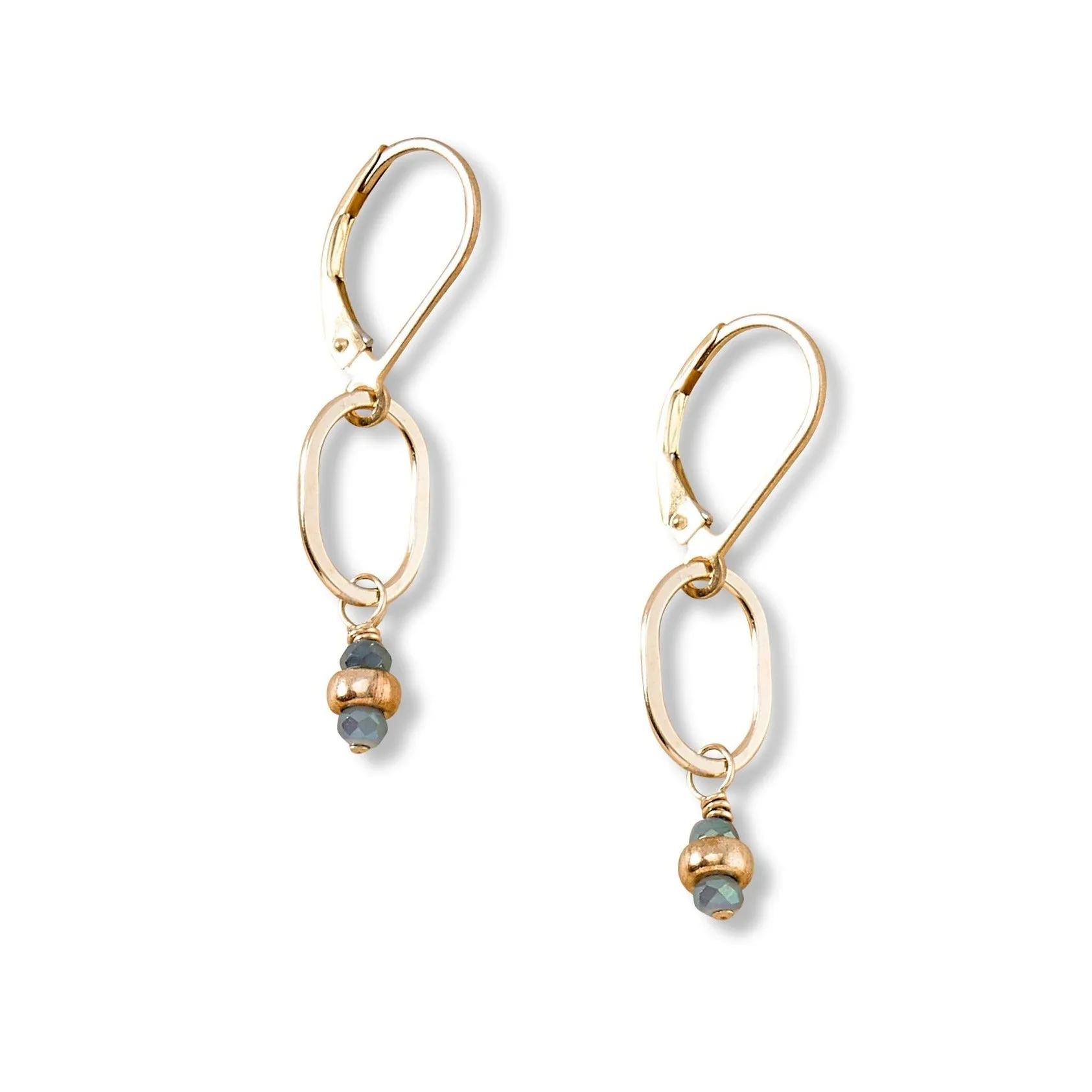 Tidal Blue Tiny Gold Earrings