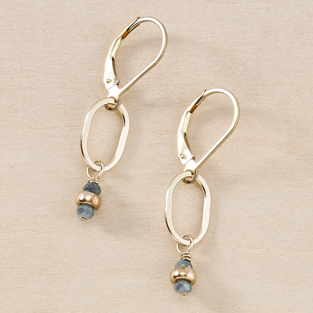 Tidal Blue Tiny Gold Earrings