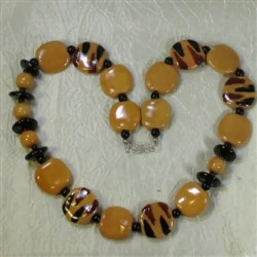 Tiger Kazuri Wild Side Necklace Fair Trade Jewelry