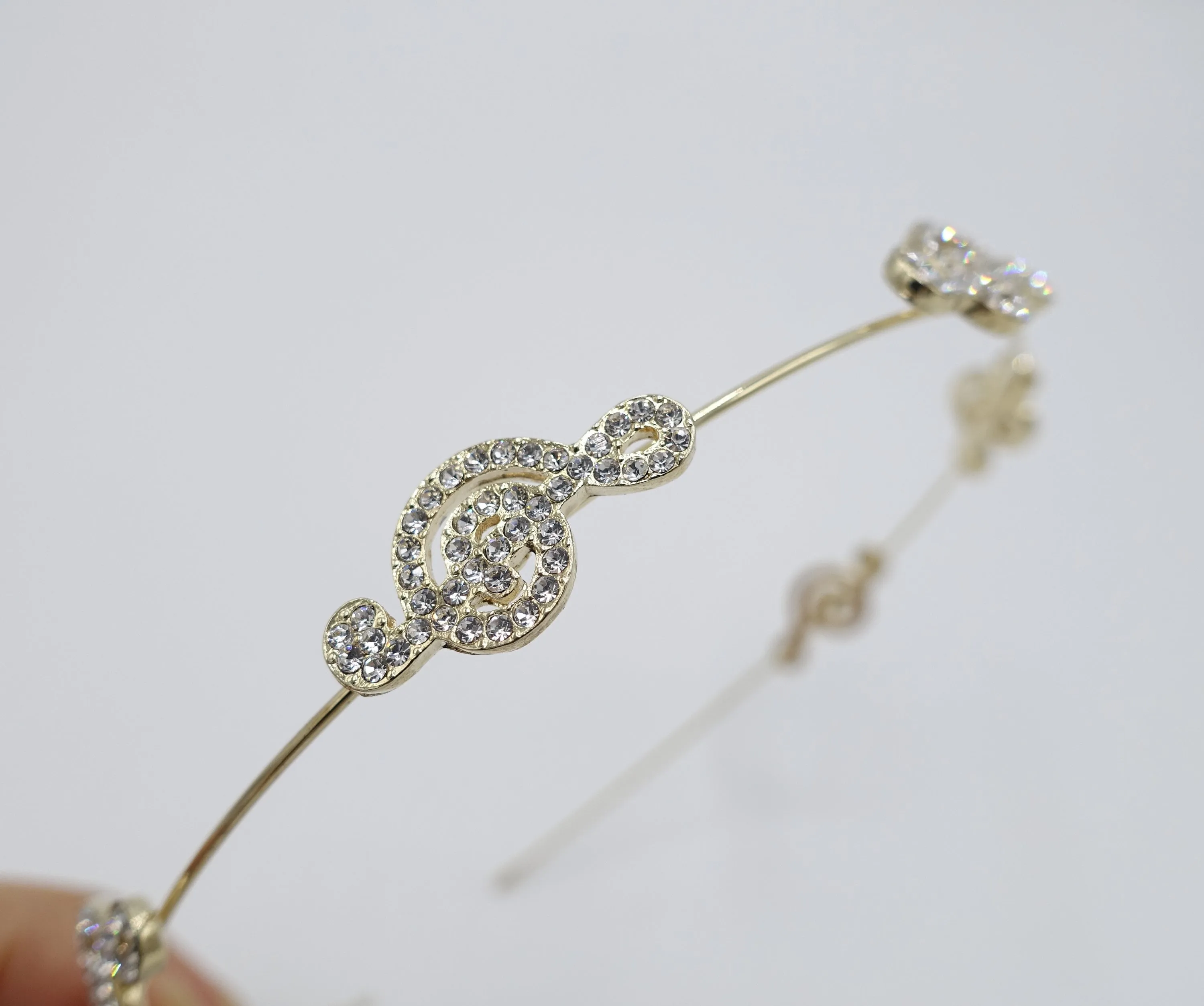 treble clef rhinestone thin headband