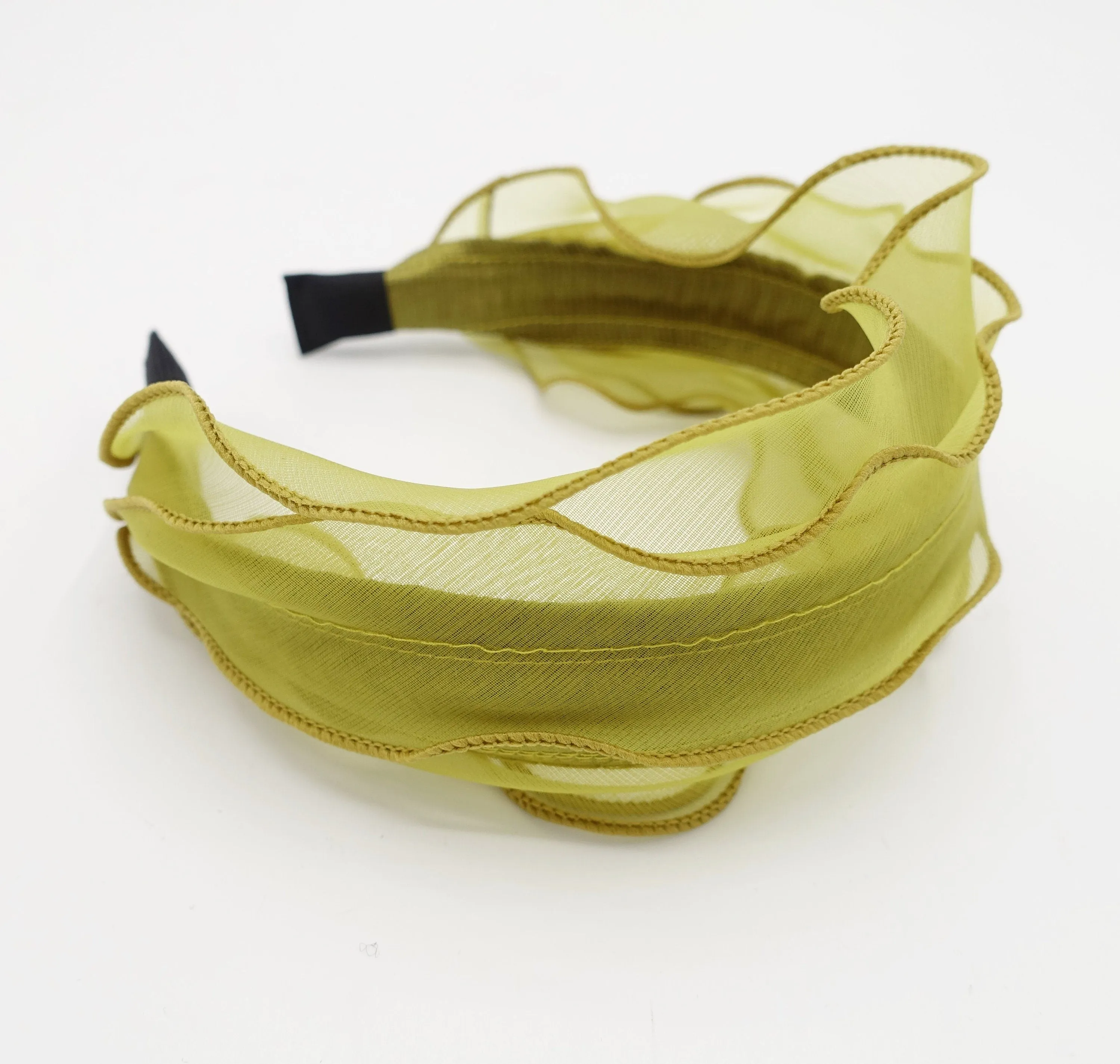 triple lettuce hem headband organdy hairband mesh hair accessory for women