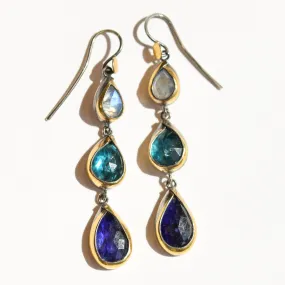 Triple Stone Drop Earrings