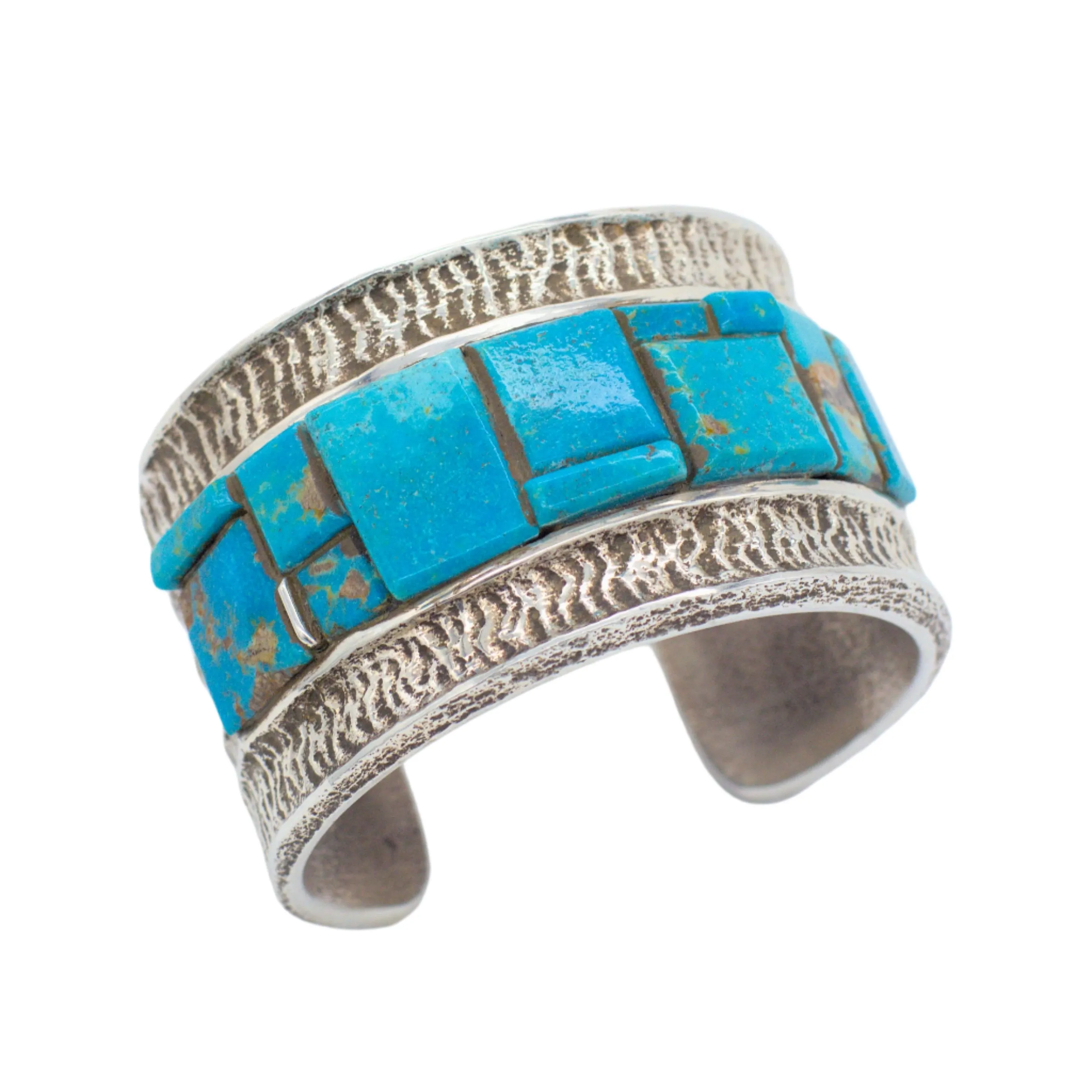 Tufa Cast Handmade Navajo Sterling Turquoise Bracelet Hallmark Unknown