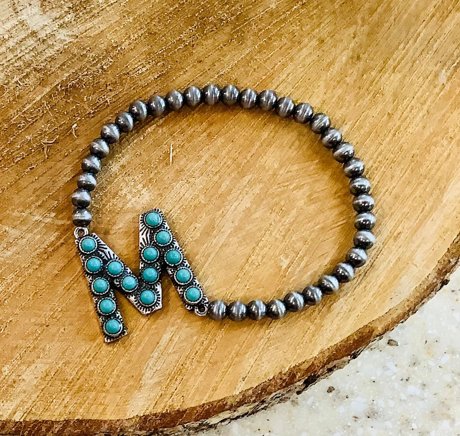 Turquoise Initial bracelet