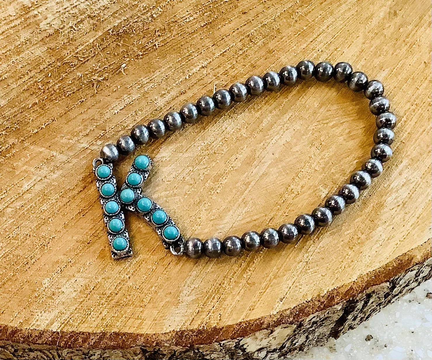 Turquoise Initial bracelet