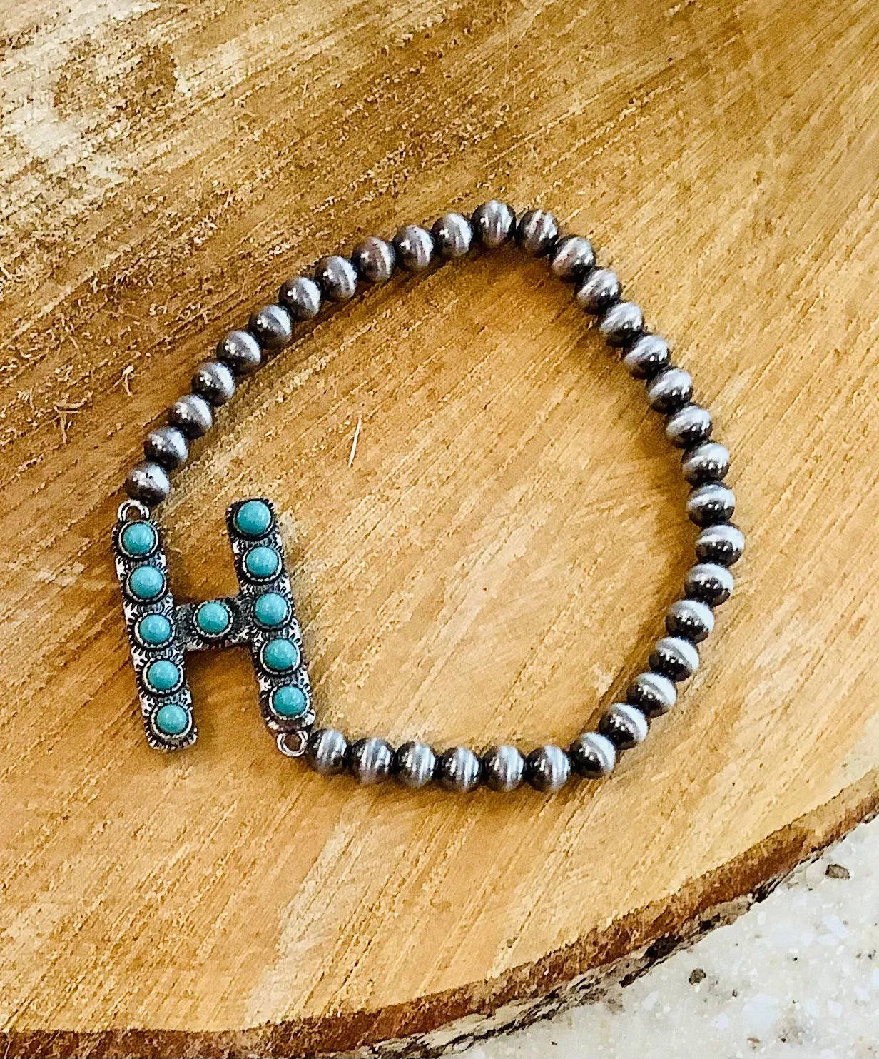 Turquoise Initial bracelet