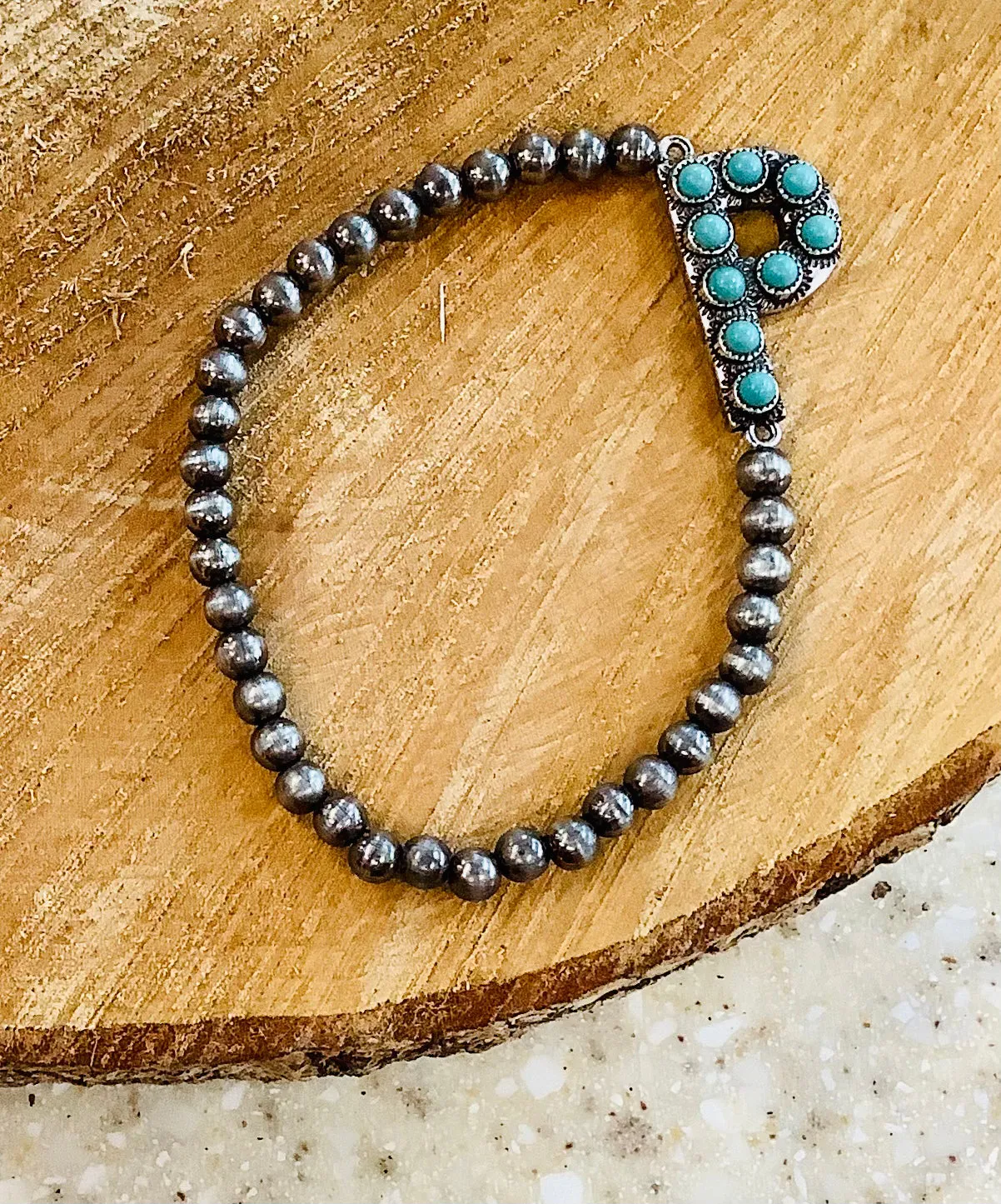 Turquoise Initial bracelet