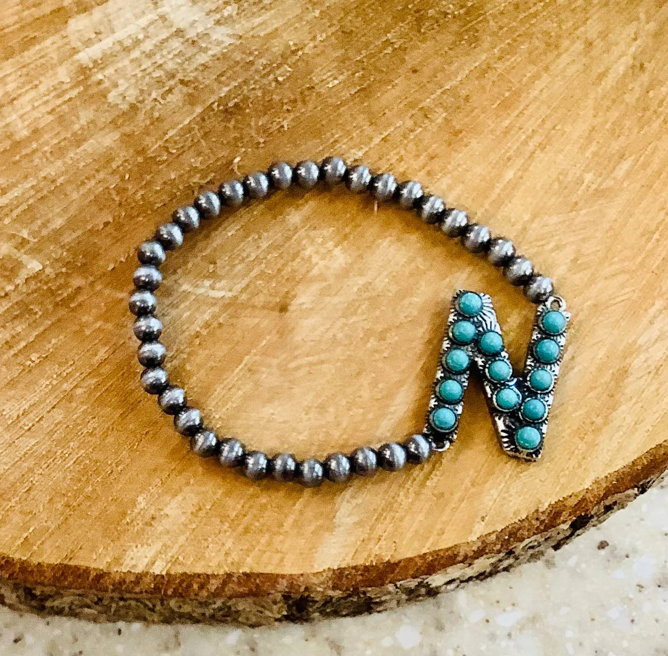 Turquoise Initial bracelet