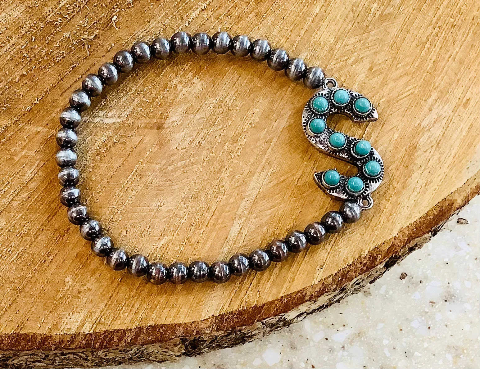 Turquoise Initial bracelet